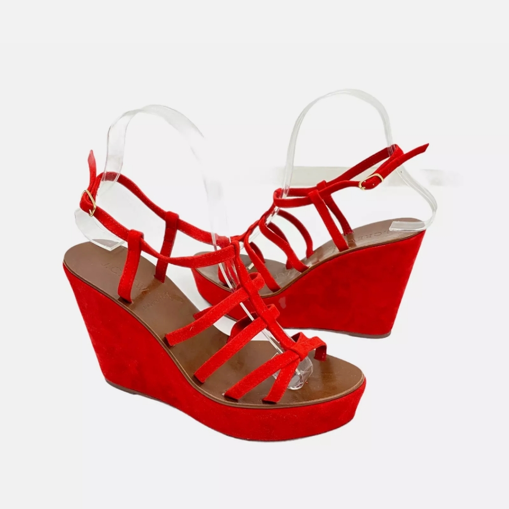 J. Crew Red Suede Strappy Wedge Sandal